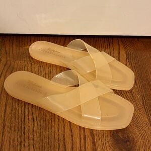 ANTHROPOLOGIE Matisse Jelly Slide Sandals peach jellies square toe Size 8 New